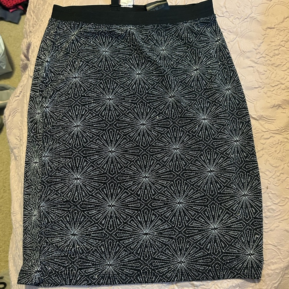 Glittery MIDI fitted skirt